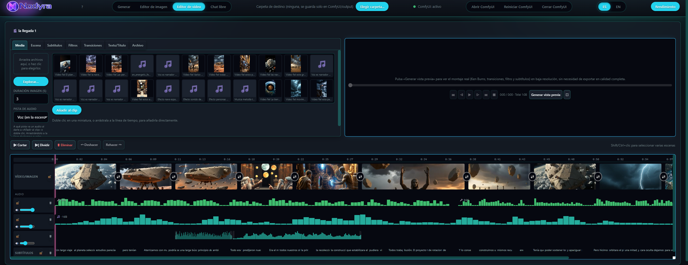 Editor de vídeo en Nodyra